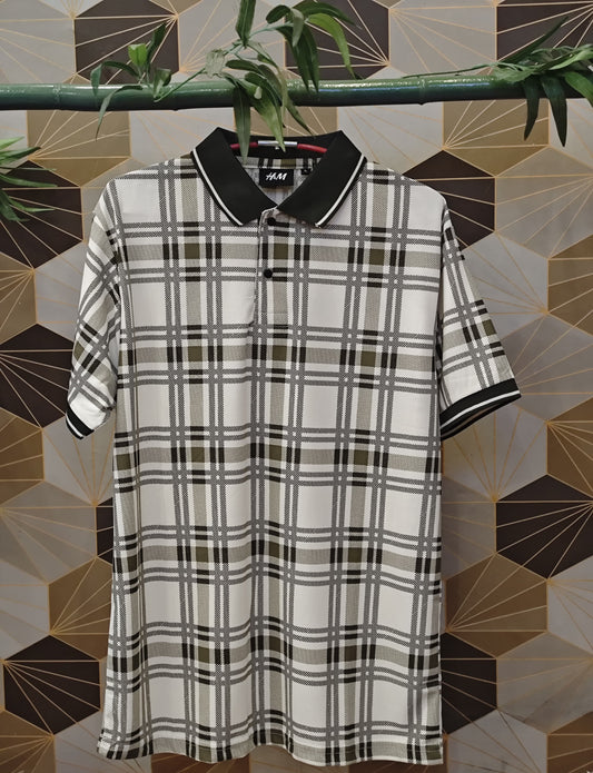 Men’s Monochrome Classic Check Polo T-Shirt